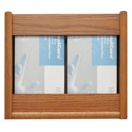 Wooden Mallet 2 Pocket Glove and Tissue Box Holder in Medium Oak - Rectangle WO599310